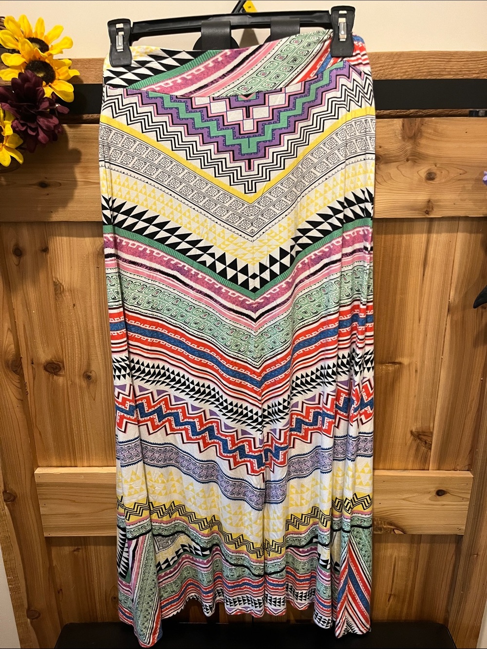 Hannah Chevron Stripe Maxi Skirt in Purple, Yellow, Green, Red, Black & White - Picture 6 of 8
